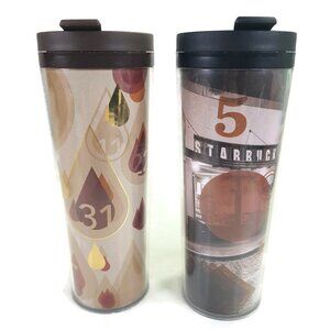 Lot Of 2 Starbucks 16 oz 2012 Tumblers Tear Drop Chicago IL Made USA Travel Cups